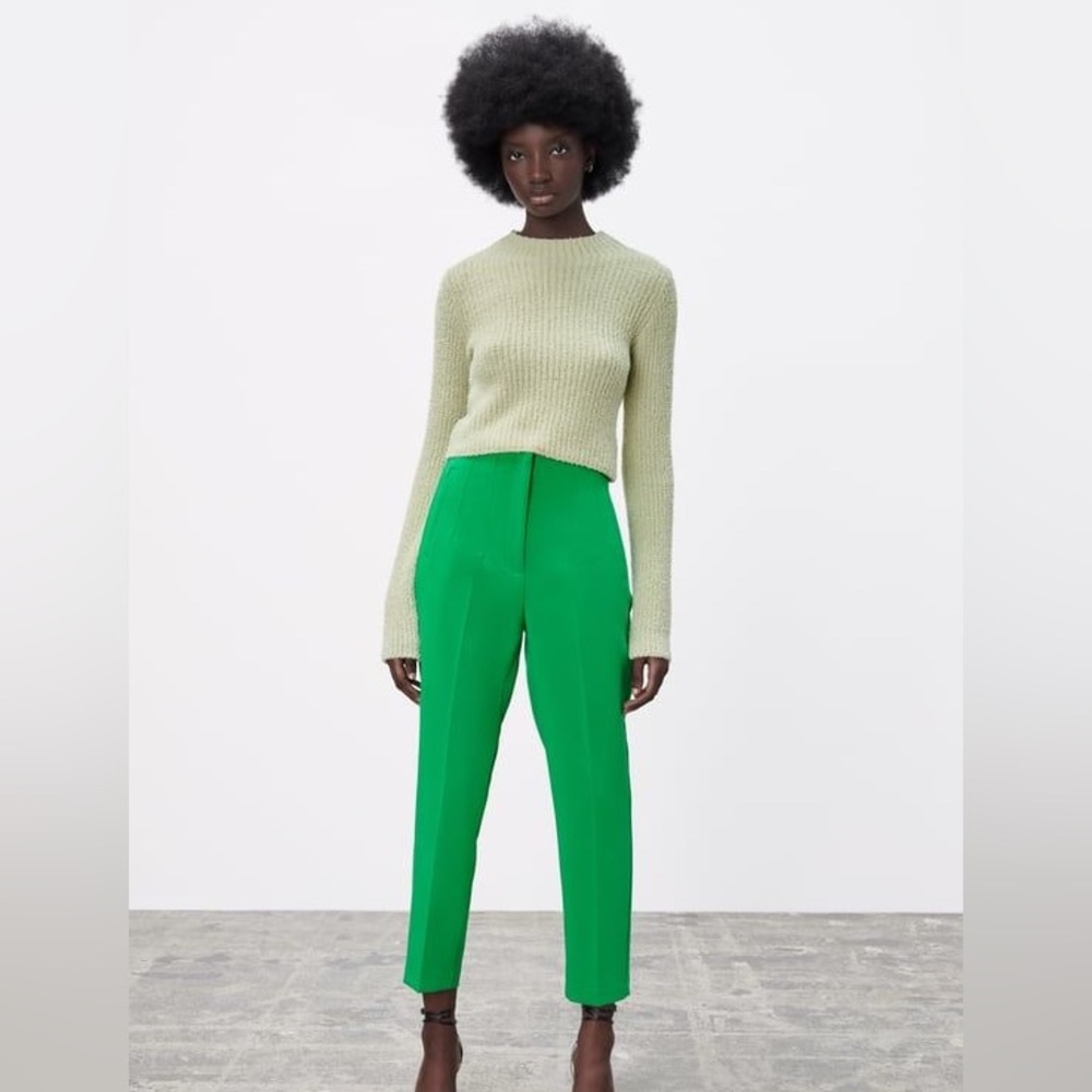 ZARA High Waisted Pants in Green